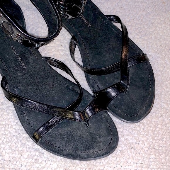 B. Makowsky Black Jeweled Zip-up Sandals — Deco Accents — 7 - Picture 4 of 7